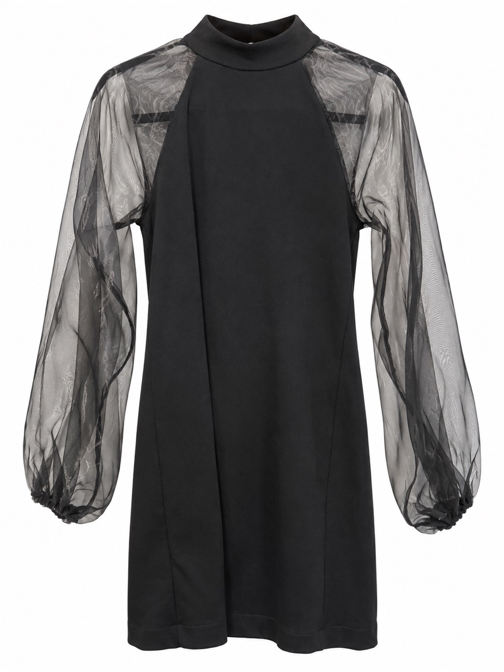 Zara Women’s Black Dress with Sheer Balloon Sleeves